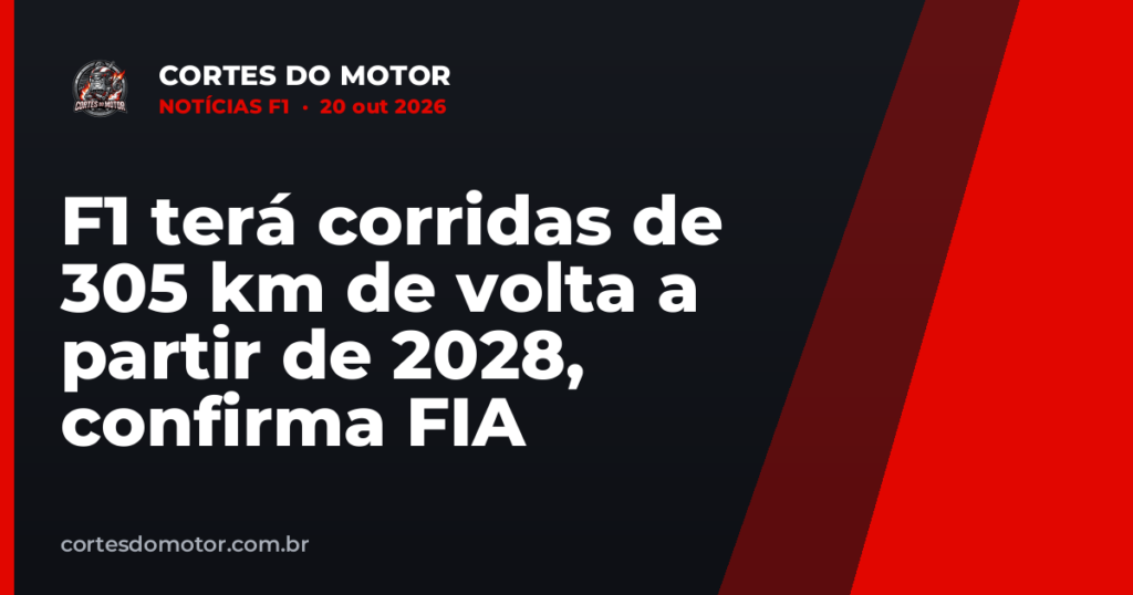 F1 terá corridas de 305 km de volta a partir de 2028, confirma FIA